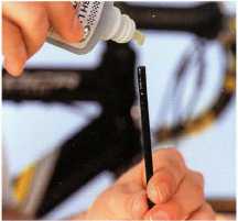 Dribble some light oil inside the cable housings before you fit a new cable. This makes sure that the cable runs smoothly inside. Poor gear-shifts are often due to cables running dry inside their housings. The same is true of brakes that are hard to apply and slow to return to the ready—to-use position.