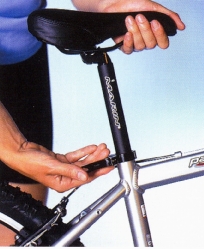 Raise the saddle if your leg is not straight when your heel is on the pedal. Lower the saddle if your heel does not reach the pedal.