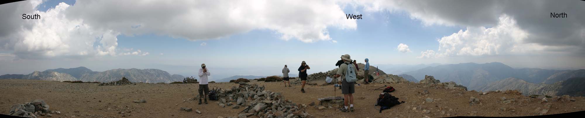 July 31, 2005: Summit of Mount Baldy (aka Mount San Antonio), South (left) to North (right)